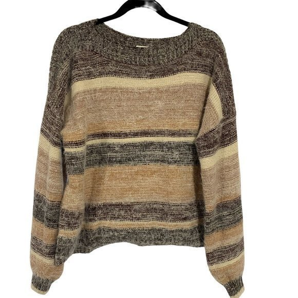 Buckle BKE Eyelash Knit Boatneck Striped Sweater‎ Size M - Picture 1 of 9
